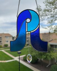 Image 2 of Pretty Lights Swirl Stained Glass Suncatcher Mobile – Blue