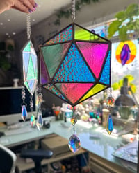Image 5 of ODESZA Icosahedron Stained Glass Suncatcher Mobile (Large) – Dichroic