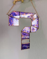 Image 3 of Tipper Stained Glass Wall Piece ? Question Mark – Violet + Copper