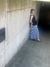 Image 3 of Cora Asymmetrical lace Midi Skirt – stripes 