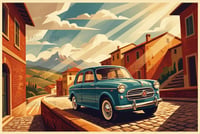 Image 3 of FIAT 1100 Vintage Italian Travel Poster