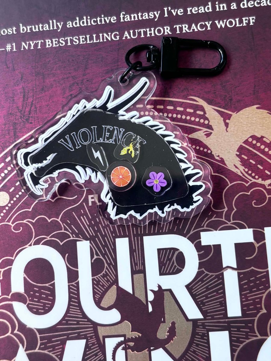 Image of Officially licensed fourth wing Violet Tairn shaker keychain