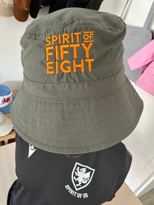 Image of SO58  Olive Green and Orange Bucket Hat