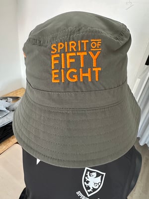 Image of SO58  Olive Green and Orange Bucket Hat