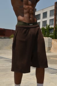 Image 3 of Brown Waffle wide shorts 