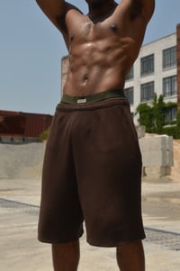 Image 1 of Brown Waffle wide shorts 