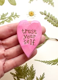 Image 1 of Trust Your Self 2 - Mini Wood Burned Heart