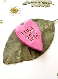 Image 2 of Trust Your Self 2 - Mini Wood Burned Heart