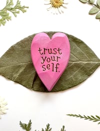 Image 3 of Trust Your Self 2 - Mini Wood Burned Heart