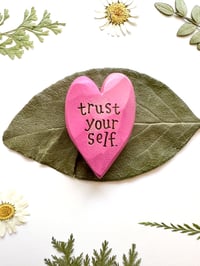 Image 3 of Trust Your Self 1 - Mini Wood Burned Heart