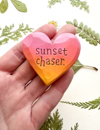 Image 1 of Sunset Chaser 2 - Mini Wood Burned Heart