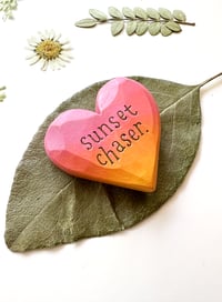 Image 2 of Sunset Chaser 2 - Mini Wood Burned Heart