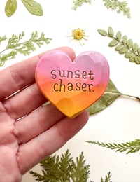 Image 1 of Sunset Chaser 1 - Mini Wood Burned Heart