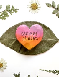 Image 3 of Sunset Chaser 1 - Mini Wood Burned Heart
