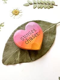 Image 2 of Sunset Chaser 1 - Mini Wood Burned Heart