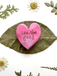 Image 3 of See the Good Pinks - Mini Wood Burned Heart