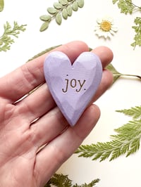 Image 1 of Joy - Mini Wood Burned Heart
