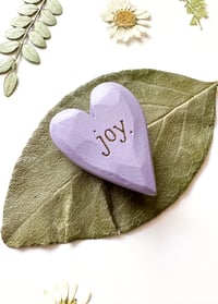 Image 2 of Joy - Mini Wood Burned Heart