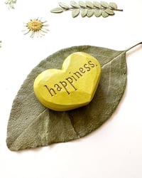 Image 2 of Happiness - Mini Wood Burned Heart