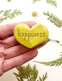Image 1 of Happiness - Mini Wood Burned Heart