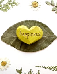 Image 3 of Happiness - Mini Wood Burned Heart