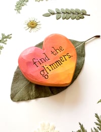 Image 2 of Find the Glimmers - Small Wood Burned Heart