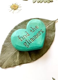 Image 2 of Find the Glimmers Turquoise - Mini Wood Burned Heart