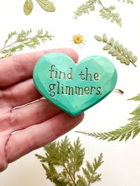 Image 1 of Find the Glimmers Turquoise - Mini Wood Burned Heart