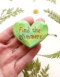 Image 1 of Find the Glimmers Greens - Mini Wood Burned Heart