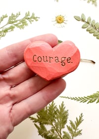 Image 1 of Courage - Mini Wood Burned Heart