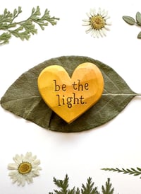 Image 3 of Be the Light Yellows - Mini Wood Burned Heart