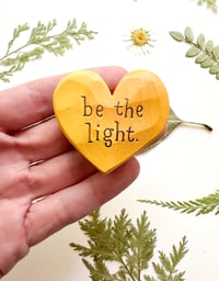 Image 1 of Be the Light Yellows - Mini Wood Burned Heart