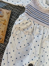 Image 3 of Girls navy/cream dot Babygrow 