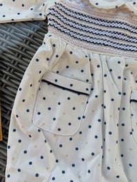 Image 3 of Boys navy/cream dot Babygrow 