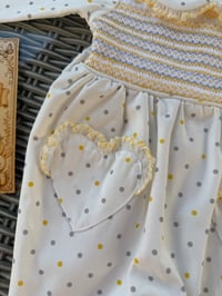 Image 3 of Girls Grey/ Lemon smocked Babygrow 