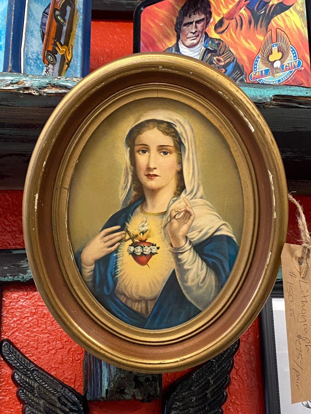 Image of Jesus & Mary sacred heart vintage lithographs