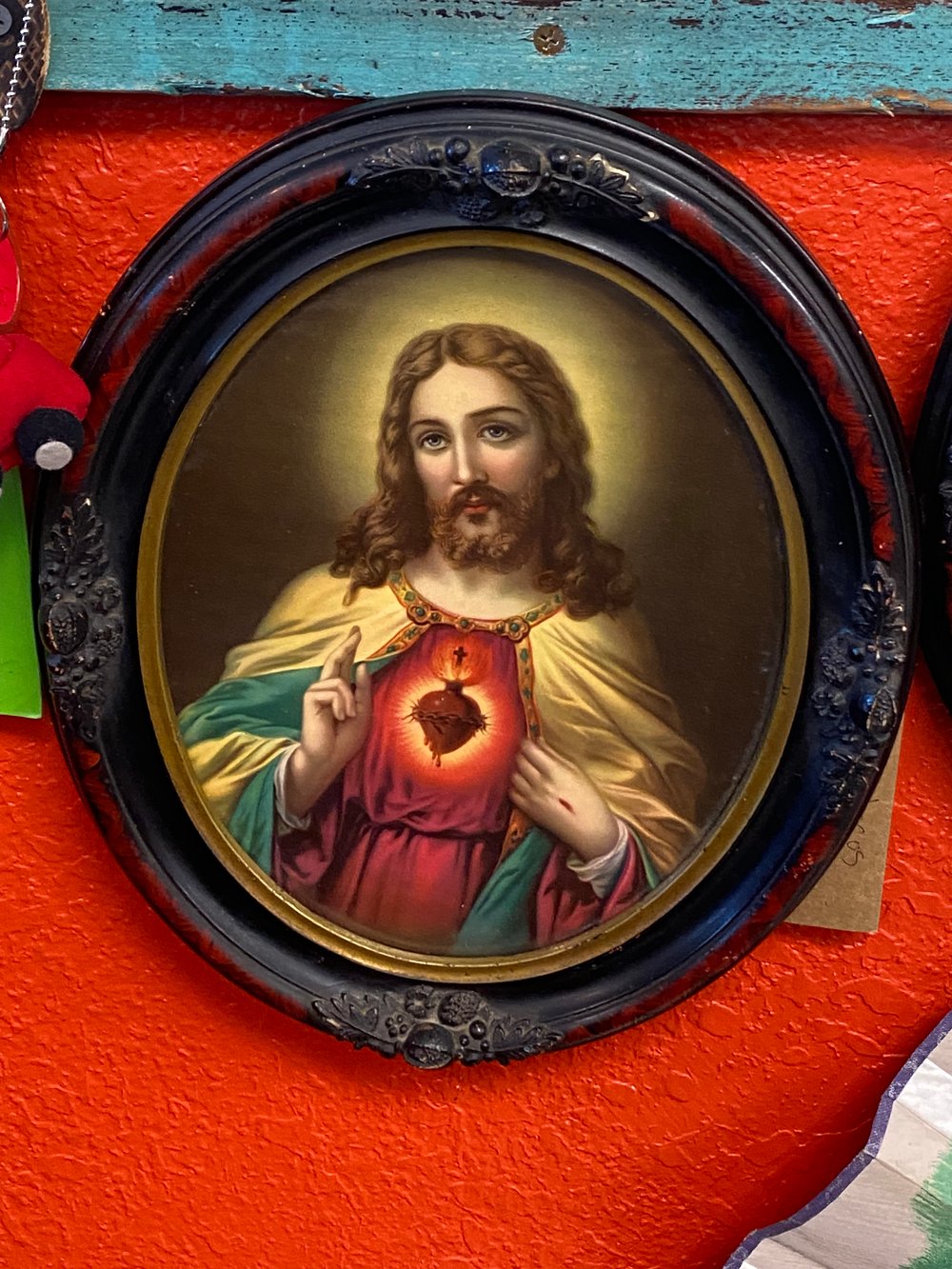 Image of Jesus & Mary sacred heart vintage lithographs