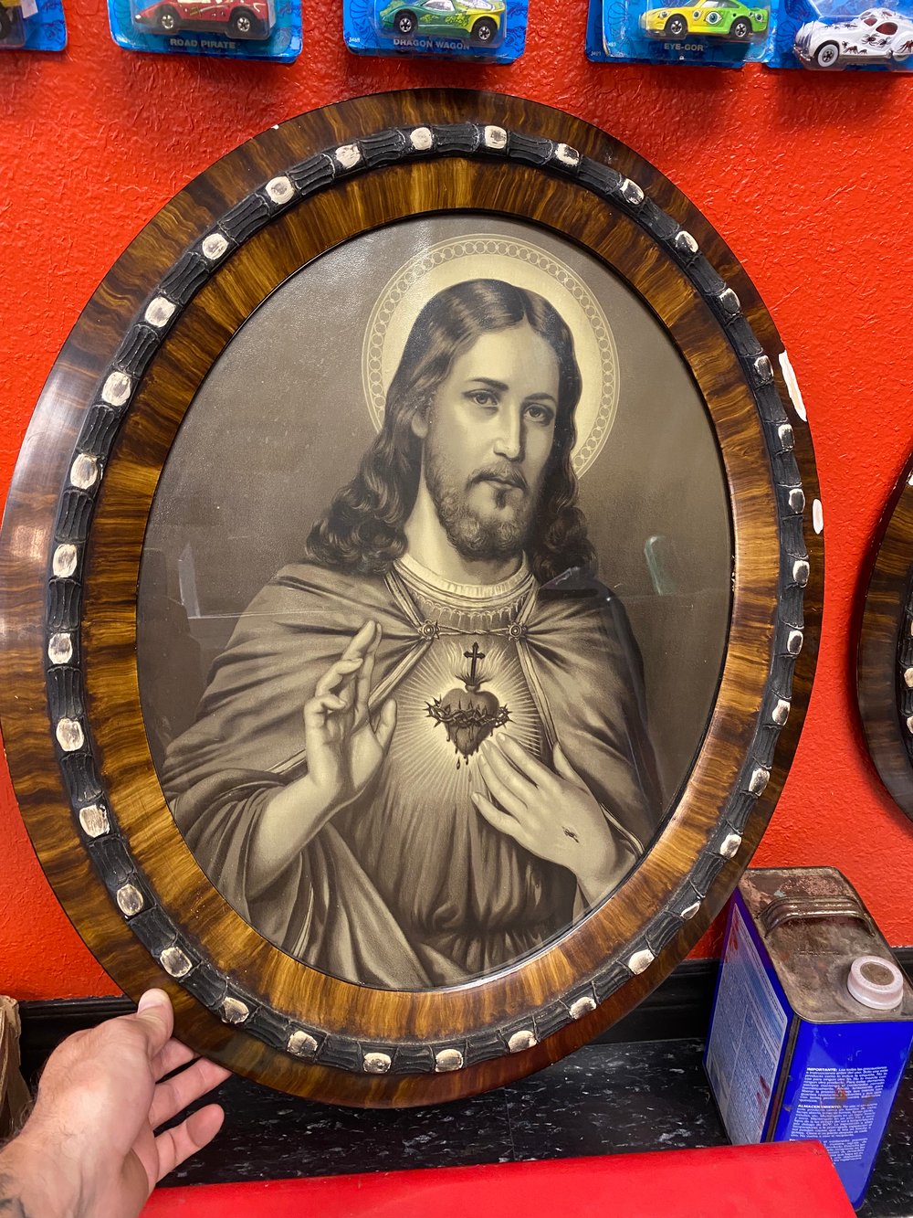 Image of Jesus & Mary sacred heart vintage lithographs