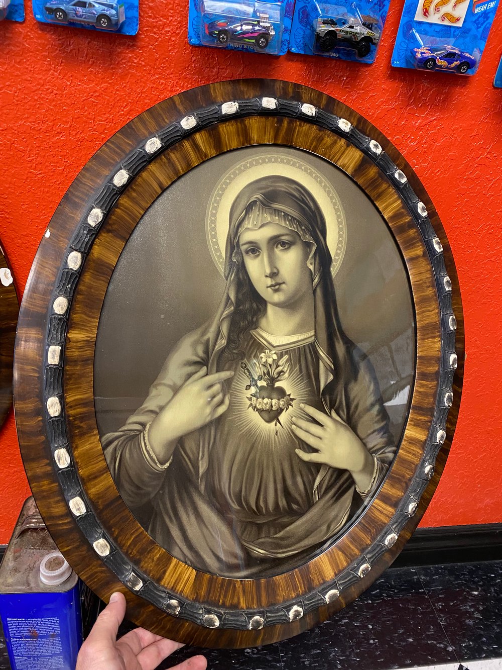 Image of Jesus & Mary sacred heart vintage lithographs