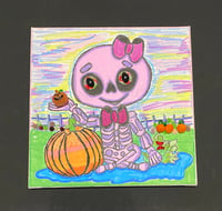 Image 1 of Mixed Media Painting Bette Bones at Pumpkin patch.
