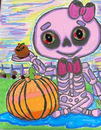 Image 3 of Mixed Media Painting Bette Bones at Pumpkin patch.