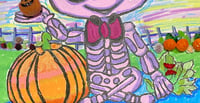 Image 4 of Mixed Media Painting Bette Bones at Pumpkin patch.