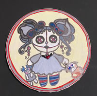Image 1 of Whimsical mixed media Gothic Raggedy Ann painting