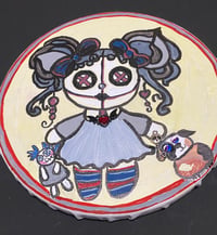 Image 2 of Whimsical mixed media Gothic Raggedy Ann painting
