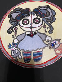 Image 5 of Whimsical mixed media Gothic Raggedy Ann painting