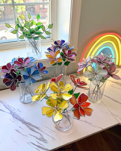 Image of 3-D Stained Glass Flowers