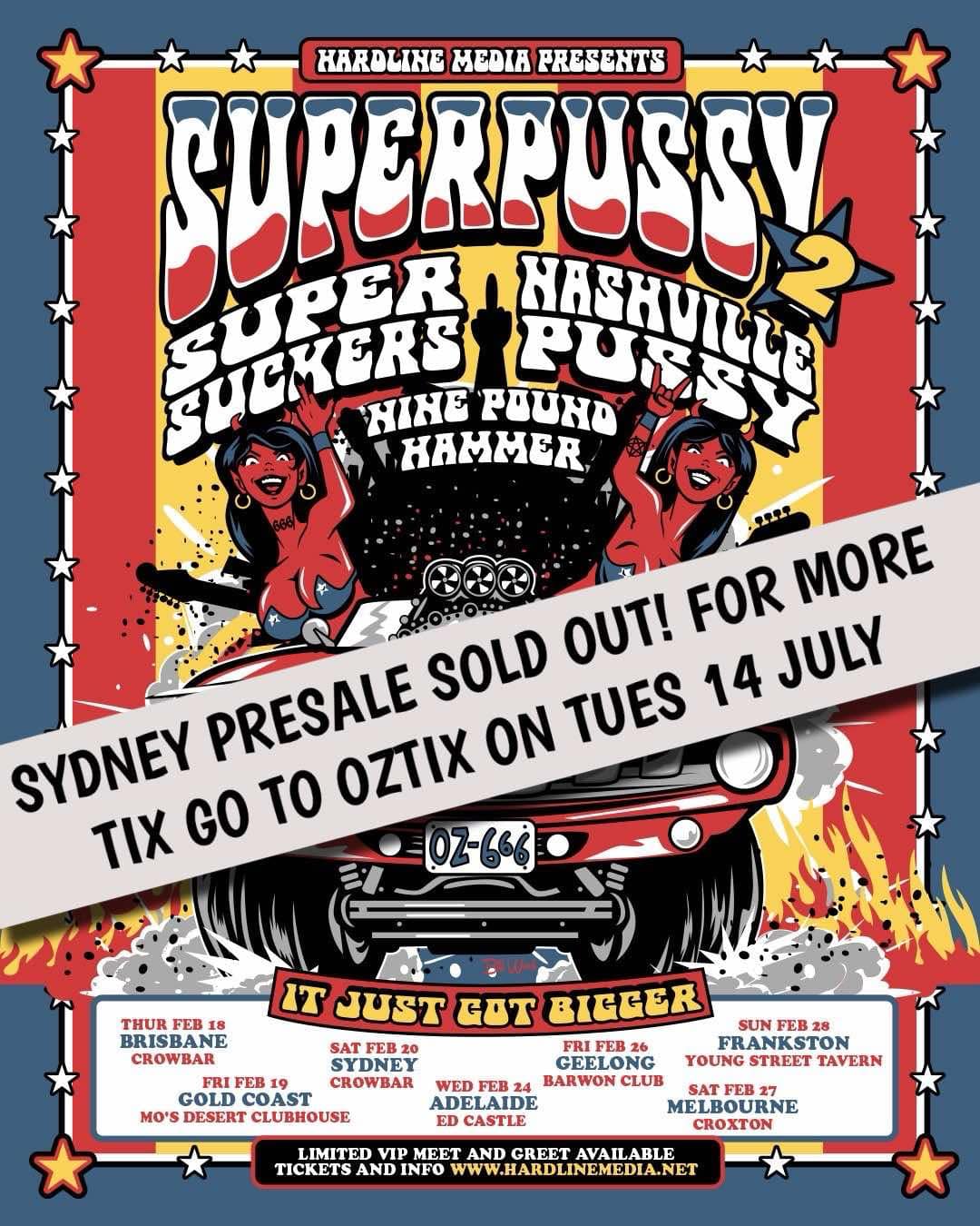 Image of SUPERPUSSY 2 - SYDNEY - CROWBAR - SAT 20 FEB - GA PRE SALE