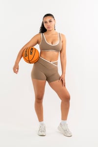 Image 2 of Criss Cross High Rise Shorts | Sand 