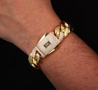 Image 1 of Men’s Hip Hop 5A+ CZ Stone Paved  Bling Iced Bracelet 