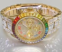 Image 6 of 18K Gold Filled Hip Hop Watch For Men Iced Out 